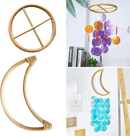 2Pcs Brown Wind Chime Circles, DIY Wind Chimes, Circles of Wind Chime or Frames, Long Lasting House Garden Parts Transparent Top, Round Wind Chimes Patio, Outdoor Décor