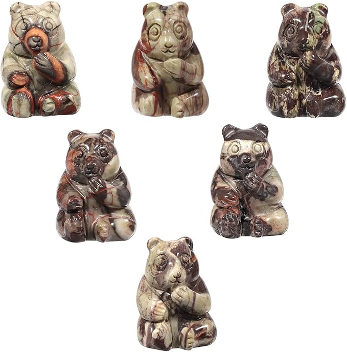 Amogeeli Healing Crystal Bear Figurine, Hand-Carved Bear Pocket Stone Animal Statue Sculpture Home Office Garden Decoration