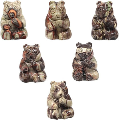 Amogeeli Healing Crystal Bear Figurine, Hand-Carved Bear Pocket Stone Animal Statue Sculpture Home Office Garden Decoration