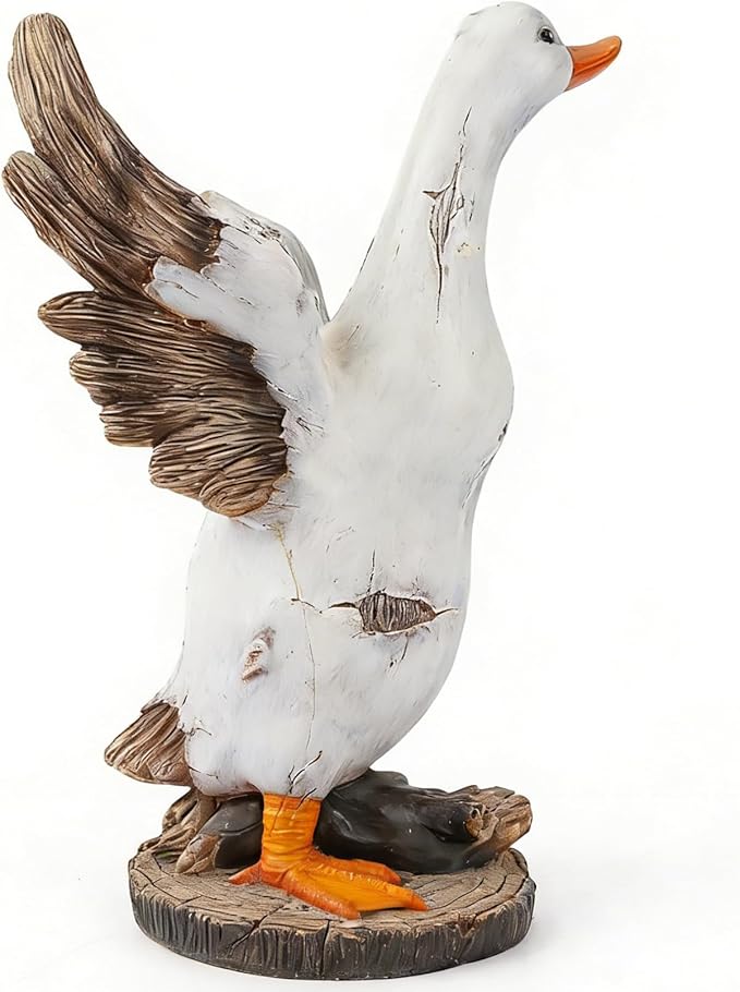Duck Outdoor Statue, Resin Garden Lawn Yard Decor Sculpture, Funny Figurine Ornament for Porch Patio Flower Bed Home Bookshelf or Tabletop