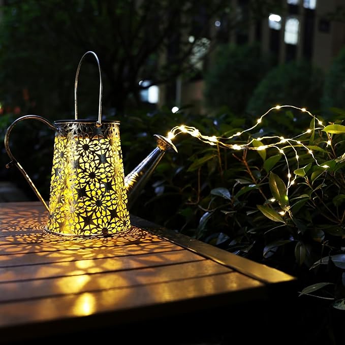 Solar Watering Can Lights, 2 Pack Retro Large Hanging Solar Lights Outdoor Decorative Waterproof Garden Decor for Outside Patio Yard Porch Lawn, Gardening Gifts for Mom Women Grandma Birthday
