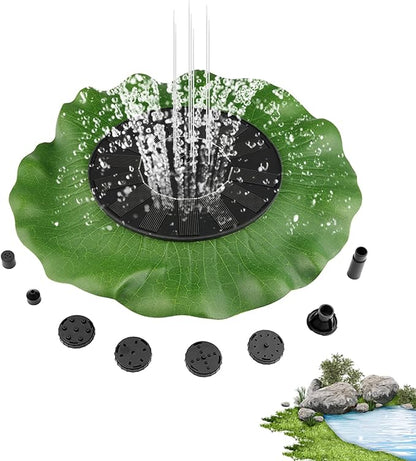 Solar Water Fountain - Garden Decor Solar Bird Fountain,Led Powered Ponds, Led Pond Pump Bird Bath, Lily Outdoor Ponds with 8 Nozzles, Water Pump for Outside Pond and Backyard