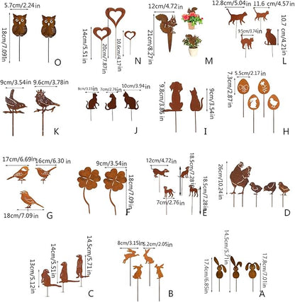 Metal Rusted Animals Garden Stakes Art Statues Backyard Yard Sidewalks Outdoor Backyard Decorations Animal Sculpture