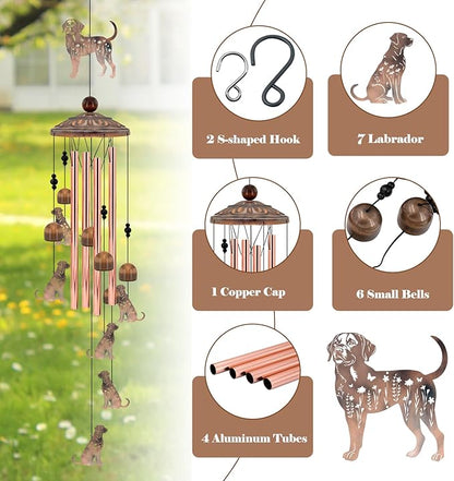 Dog Wind Chimes for Outside, Dog Windchimes Gifts for Grandma/Women Birthday Gifts,Outdoor/Indoor Metal Wind Chime for Garden,Home, Lawn, Porch, Yard (35")
