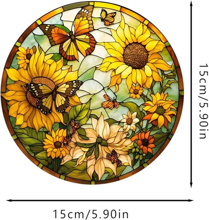 Sunflower Acrylic Window Hanging,5.9in Stained Window Hanging Decor Colorful Ornament,Sunflower Gifts for Women,Acrylic Suncatcher for Garden Kitchen Living Room