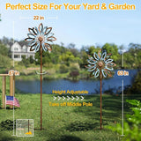 LimeHill Solar Wind Spinners Outdoor, Metal Large Wind Spinner with Stake, Garden Spinner Windmill for Yard, Gift for Family Friends (22" W x 87" H)