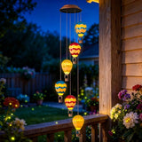 Topstor Hot Air Balloon Solar Wind Chimes for Outside - Outdoor Hanging Decor Gifts for Women Mom Grandma (Wavy)