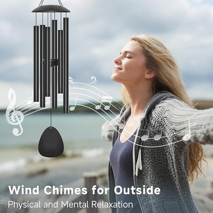28" Wind Chimes for Outside, Metal Outdoor Wind Chimes with Soothing Melodic Tones, Wind Chime Unique Gift for Mom, Grandma, Perfect Outdoor Garden Decor(Waterdrop-Shape)