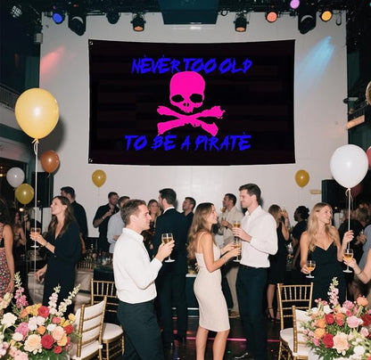 To Be A Pirate 3D Flag 3X5Ft, Pink Skull Never Too Old Flags, Double-Sided Printed, Funny Meme Flags, Men Women Banner, Fade Proof Vivid Color, Double Stitched with 2 Brass Grommets, Bar Garden Street Decoration, GYM, Office Decor,Indoor Outdoor Use,Gi...