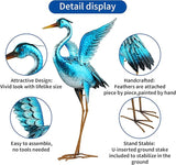 Ratuor Garden Crane Statues for Outdoor Blue Heron Metal Birds Yard Art Ornaments for Backyard Pond Patio Porch Outside Decorations