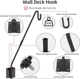 Deck Hook Wall Mounted - Heavy Duty Metal Shepherds Hook Bracket for Outdoor Plant Hanger, Bird Feeder Hanger, Plant Hooks, Flower Baskets, Lanterns - 360° Rotating Pole, Extended Arm