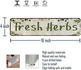 Herb Garden Signs for Outside Funny Gardening Metal Tin Sign Rustic Outdoor Fresh Herbs Sign for Farm Yard Herb Garden Home Wall Art Decor, Weatherproof Metal Garden Signs for Outside 4×16 Inch