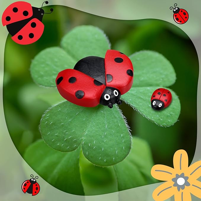 Gerrii 18 Pcs Small Resin Ladybugs Garden Decor Stones Holiday Ladybug Garden Yard Decorations Outdoor 4 Size Mom Gifts Lady Bugs Yard Decorations