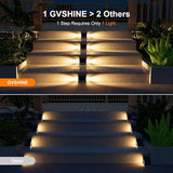 16 Pack Warm White Solar Powered Stair Lights for Outside Waterproof Deck Step Safety LED Ourdoor Decorative Lamps for Railing, House, Pathway, Backyard, Patio, Garden, 2 Easy Installation in 1 Min