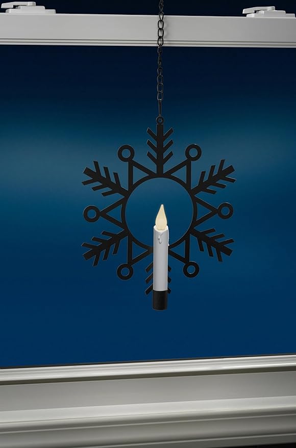 Xodus Innovations CW1510A 4 Battery Powered Metal Snowflake Window Wreaths with Hot Spot Flameless Candle Light and Automatic Timer