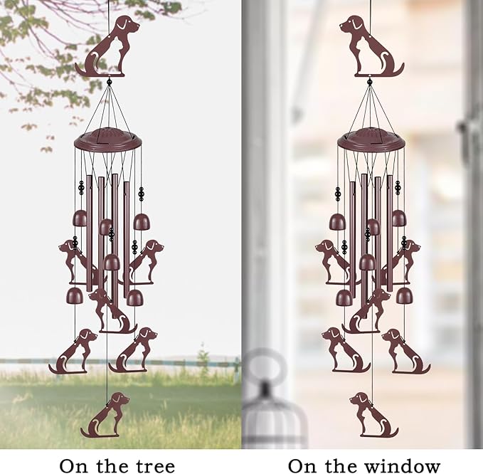 Dogs Wind Chimes Outdoor Decoration, Gifts for Mom, Home, Garden, Balconies, Rooms, Patio, Indoor, Puppy Ornaments, Memorial Wind Chimes, 37.5 Inch Labrador Wind Catcher, Outside Dog Wind Bells Decor