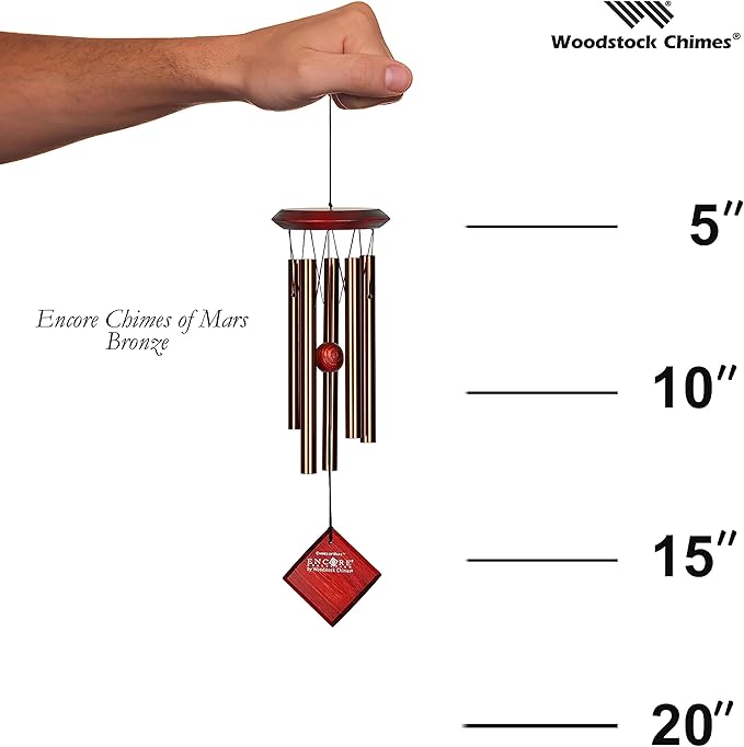Woodstock Wind Chimes of Mars Chime for Outside 17" Bronze Small Light Sound Wind Chime Décor for Outdoor Garden, Patio, Porch, Encore Collection