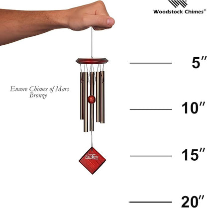 Woodstock Wind Chimes of Mars Chime for Outside 17" Bronze Small Light Sound Wind Chime Décor for Outdoor Garden, Patio, Porch, Encore Collection