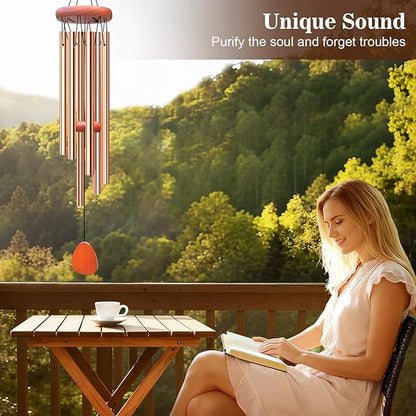 Wind Chimes for Outside, Soothing Melodic Memorial Sympathy Wind Chime, Suitable Outdoor Garden Decor, Gift for Mom Women Neighbors (Light Gold Wind Chimes-26in)