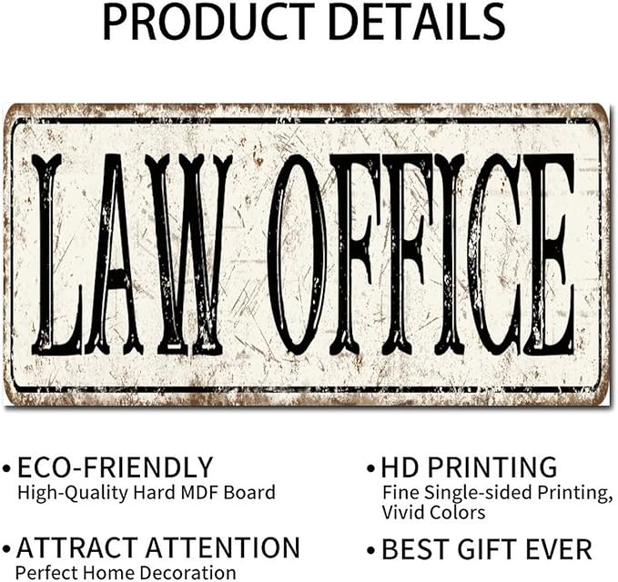 Madcolitote Personalized Law Office Street Sign Vintage Law Office Wood Signs Farmhouse Wall Art Rustic Wall Decorations for Living Room Home Decor for Home Man Cave 6x12in
