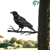Raven Crow Fence Topper Decor, Metal Garden Birds Black Silhouette Statue, Halloween Witchy Gothic Ornament for Yard Fence, Fake Crow Home Garden Decoration (Vivid)