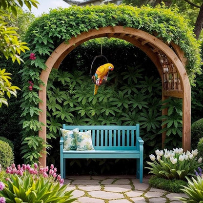 Lifelike Parrot Garden Statues,Resin Parrot Hanging Garden Decor Swing Figurine Ornaments,Parrot Statues for Outside Realistic Bird Sculptures Garden Patio Yard Lawn Figurines for Tree Wall (4pcs)