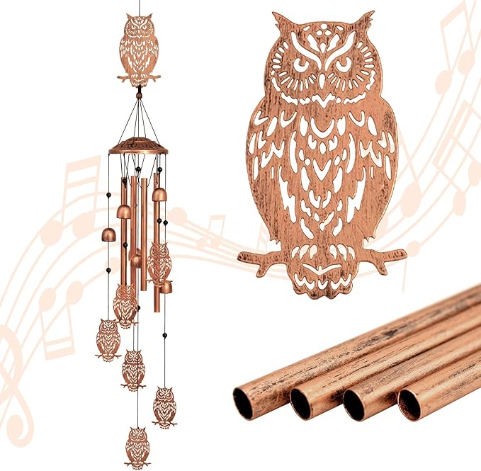 GDNSFIT Owl Wind Chimes for Outside,Metal Windchimes,Owl Gifts for Women/Men,Wind Chime Garden Decor Outdoor,Memorial/Housewarming/Birthday/Festival Gifts,Front Yard Decor