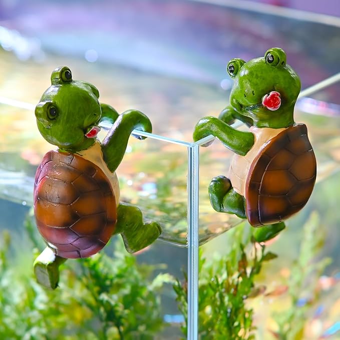 Set of 2 Cute Climbing Tortoise Flower Pot Hugger Figurines Resin Hanging Turtle Statues Planter Pot Decorations for Home Garden Fence Balcony Patio Lawn Yard Ornaments