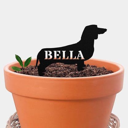 Sausage Dog Plant Marker Metal Silhouette Dachshund Statue Stake,Custom Weiner Dog Art Decor,Memorial Remembrance Sculpture for Yard Garden Porch Lawn Grassland Park Farm Flowerpot Decor.