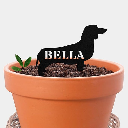 Sausage Dog Plant Marker Metal Silhouette Dachshund Statue Stake,Custom Weiner Dog Art Decor,Memorial Remembrance Sculpture for Yard Garden Porch Lawn Grassland Park Farm Flowerpot Decor.