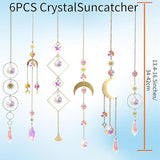 6pcs Crystal Suncatcher, Sun Catcher Hanging for Windows, Spiritual, Rainbow Maker, Crystal Indoor Garden Home Decor,Gemstone Prism（Set 2）