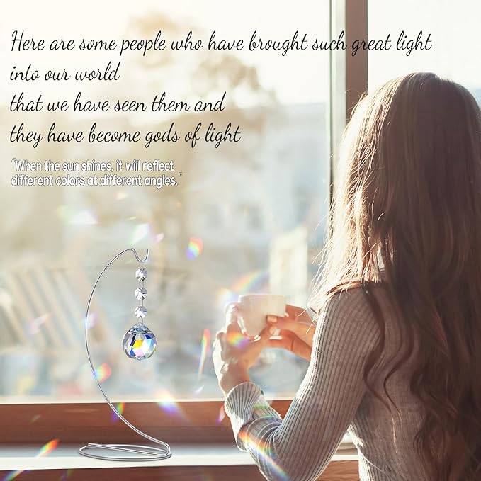 Sympathy Gifts for Loss of Loved One,Memorial Gifts for Loss of Mom Dad,40mm Crystal Suncatcher Idea is Suitable for Bereavement, in Memory, Condolences,Remembrance,with 9 Inch Silver Stand