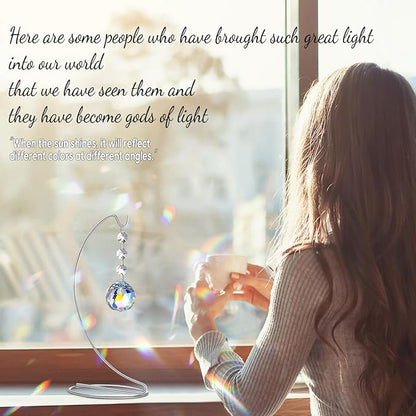 Sympathy Gifts for Loss of Loved One,Memorial Gifts for Loss of Mom Dad,40mm Crystal Suncatcher Idea is Suitable for Bereavement, in Memory, Condolences,Remembrance,with 9 Inch Silver Stand
