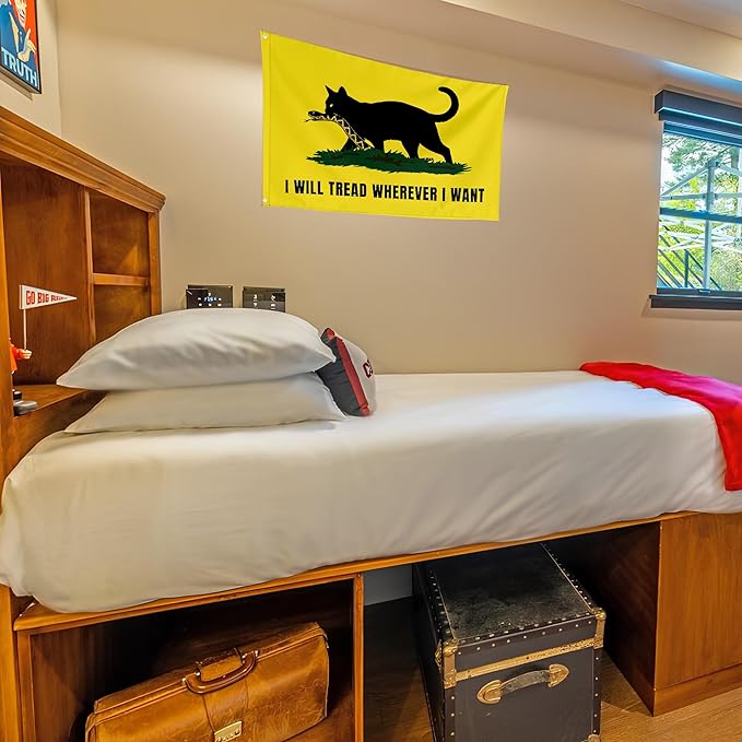 I Will Tread Wherever I Want Funny Cool Flags Meme Flags Banner 3x5 FT Room Guys Girls College Dorm Bedroom Frat Man Cave Outdoor Indoor Yellow