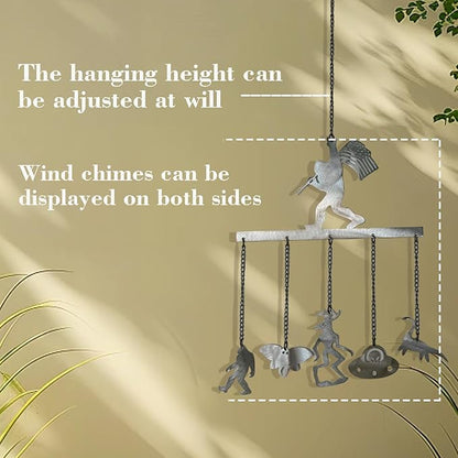 Bigfoot WindChimes Sasquatch Wind Chime Decor, Metal Big Foots Wind Catcher Wall Window Hanging Ornament with 5 Chimes, Outside Indoors Home Lawn Porch Patio Garden Yard Decoration