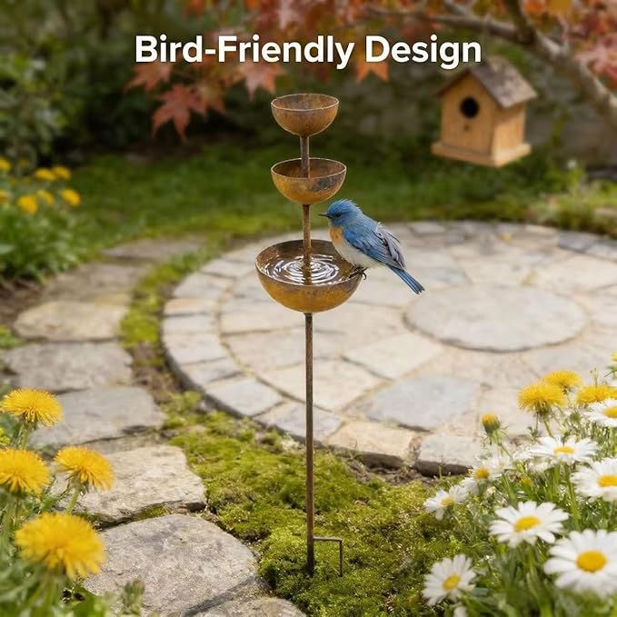 Sturdy Iron Structure with Vintage Coating; Weather Resistant for Long Lasting Outdoor use; Ideal as a Reliable rain Catcher for Your Garden (Bronze)