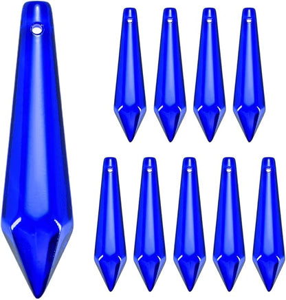 M METERXITY 10-Pack Crystal Icicle Prisms, 53mm/2.09 Inch Chandelier Pendant Maker Hanging Crystals Chandelier Prisms for Home/Windows/Garden/DIY Decoration[Blue]