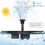 AISITIN Solar Fountain with 3.5 W Solar Panel, Solar Fountain for Bird Bath 1500 mAh Battery - 6 Effects for Pool, Fish Pond, Bird Bath, Garden