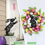 Easter Decorations Outdoor,2 Pack Metal Silhouette Bunny Garden Decor,Rabbit Yard Art Stakes for Yard,Lawn,Patio,Easter Gifts for Women