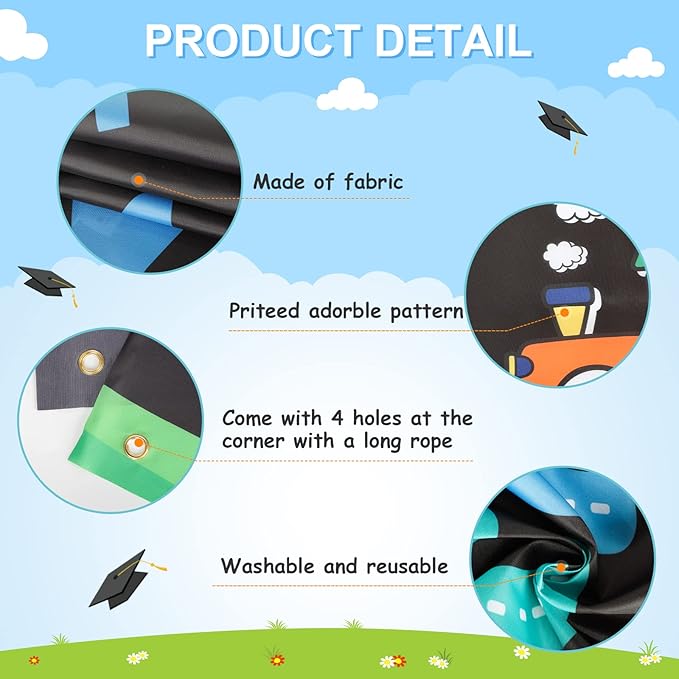Large Preschool Graduation Party Banner Decorations 72x44 Inch, Kindergarten Graduate Banner Flag Photography Background for Kids Class of 2023 Ceremony Congratulations Grad School Prom Supplies