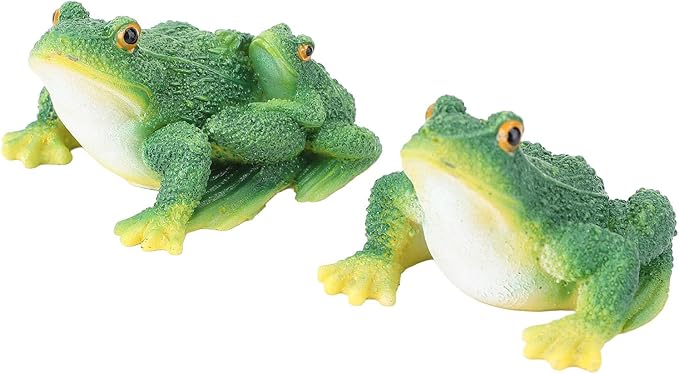 Pissente Frog Statue Garden Decor Resin Weatherproof Outdoor Frog Figurine Lawn Ornament for Indoor Outdoor Patio Yard (1 Pair)