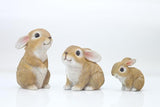 JORAE Bunny Statues Garden Decorations Set of 3 Outdoor Easter Rabbit Figurines for Yard Home Decor Table Animal Sculptures Indoor, Polyresin, Brown