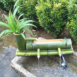 Bamboo Fountain Watergarden Handmade Pump Sculpture Statue Arts and Crafts Ornaments Waterfall Outdoor Japanese Pond Fish Tank Courtyard with Pump,40Cm Ornaments (45Cm)