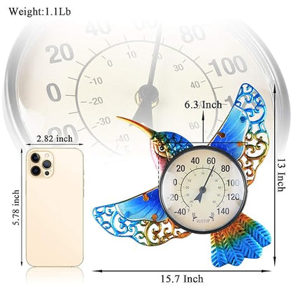 Thermometer Indoor Outdoor Patio Weather Thermometer Wall Hummingbird No Battery Required Hanging Decor Hygrometer