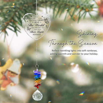 Glass Suncatcher Ornament - Unique Memorial Mother's Day for Loss of Family, Loved Ones - Crystal Rainbow Maker - Hanging Crystal Decor - Loss of Mom Dad Friend Pet