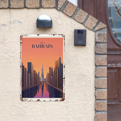 Patio Wall Decor Travel Bahrain 6 Vintage Signs Metal Bar Retro Home Wall Decor For Indoor And Outdoor Use,Happy And Funny Life Quotes 8X12inch