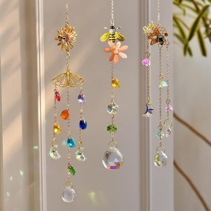 Crystal Suncatcher with Bee, Hanging Rainbow Maker with Colorful Prisms, Honeybee Suncatcher Gift, Window Ornament for Home, Garden, Patio Decor