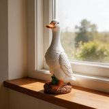 Porch Duck Statue Outdoor Decor,9.8''(H) Standing White Duck Garden Sculptures for Yard Lawn,Resin Animal Figurines Home Patio Art Decorations