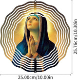 Virgin Mary Prayer Wind Spinner, Metal Wind Spinners Outdoor Indoor, Religious Virgin Mary Hanging Garden Decor for Outside, Stainless Wind Spinners for Yard and Garden 10 inch 3D (25.76X25 CM)