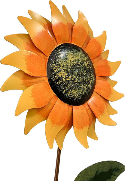 Grace Home Metal Sunflower Garden Stakes, Sunflower Garden Patio Lawn Yard Stake Metal Sunflower Patio Garden Yard Outdoor Decoration 32''H-Pack of 2